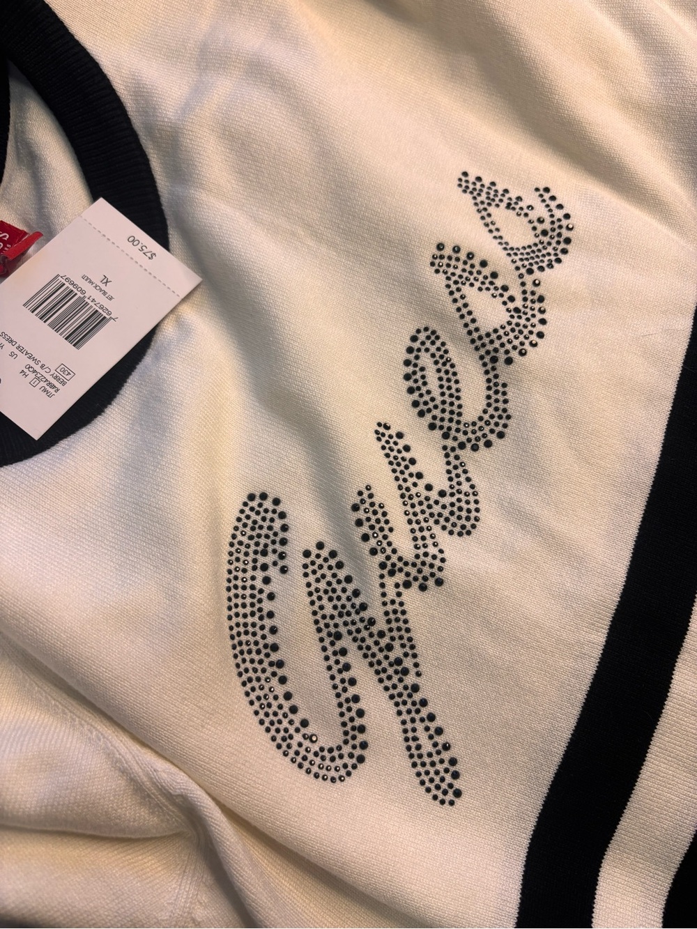 GUESS Black & white Logo Stripe Knit Dress - Picture 4 of 6